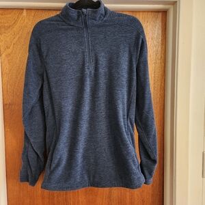 BCG Womens 1/4 Zip Pullover Sweater Long Sleeve Blue 100% Poly 2 Side Pockets S